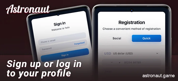 Log in or create an account in Astronaut app
