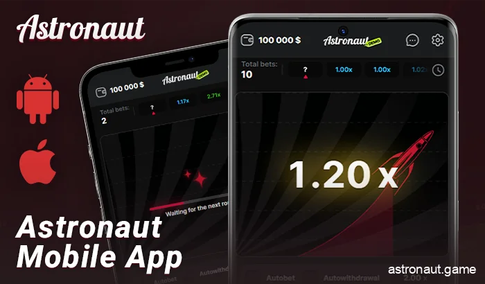 Mobile app for the crash game Astronaut - for iOS and Android