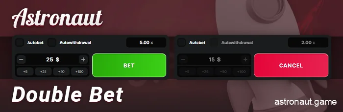 Double bet feature in Astronaut crash