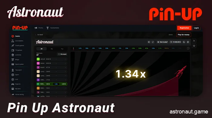 Info about Pin Up Casino for betting in Astronaut