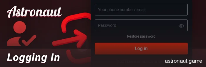 Authorization at online casinos for betting in Astronaut