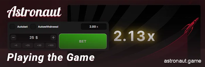 The process of playing Astronaut crash for real money