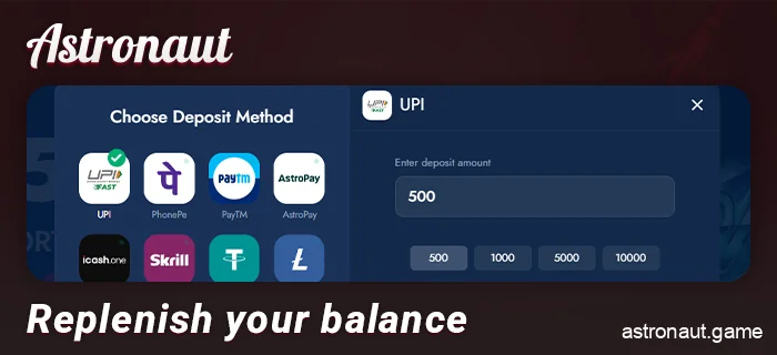 Make a deposit at an online casino before playing Astronaut