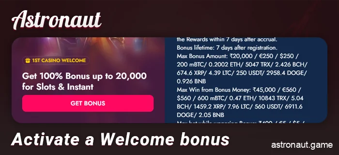 Activate your welcome bonus at an online casino