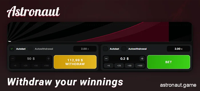 Collect your winnings in the Astronaut game on time